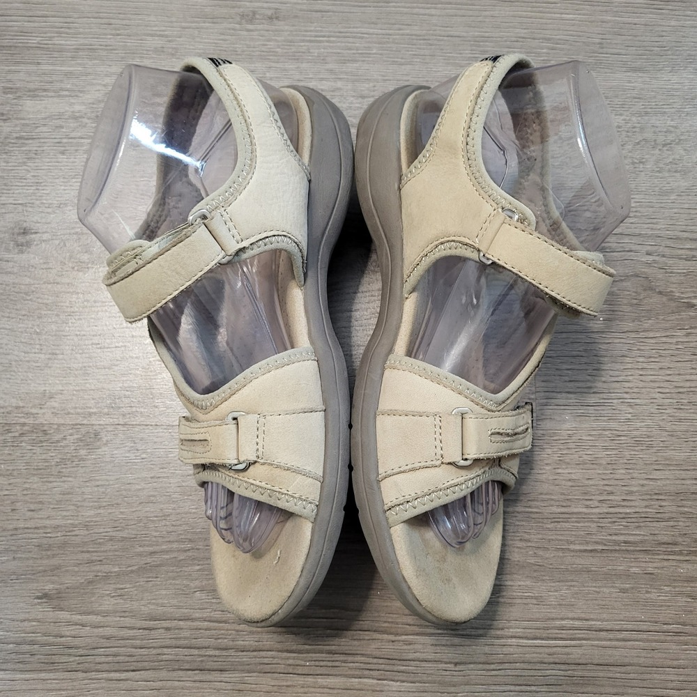 Clarks Women Beige Leather Adjustable Strap Sport Sandals Walking Shoe Comfort 8 - Picture 6 of 8